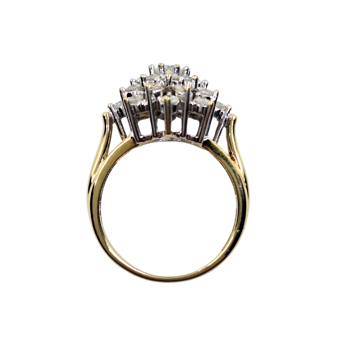 18ct Yellow Gold Diamond Cluster Ring 1ct