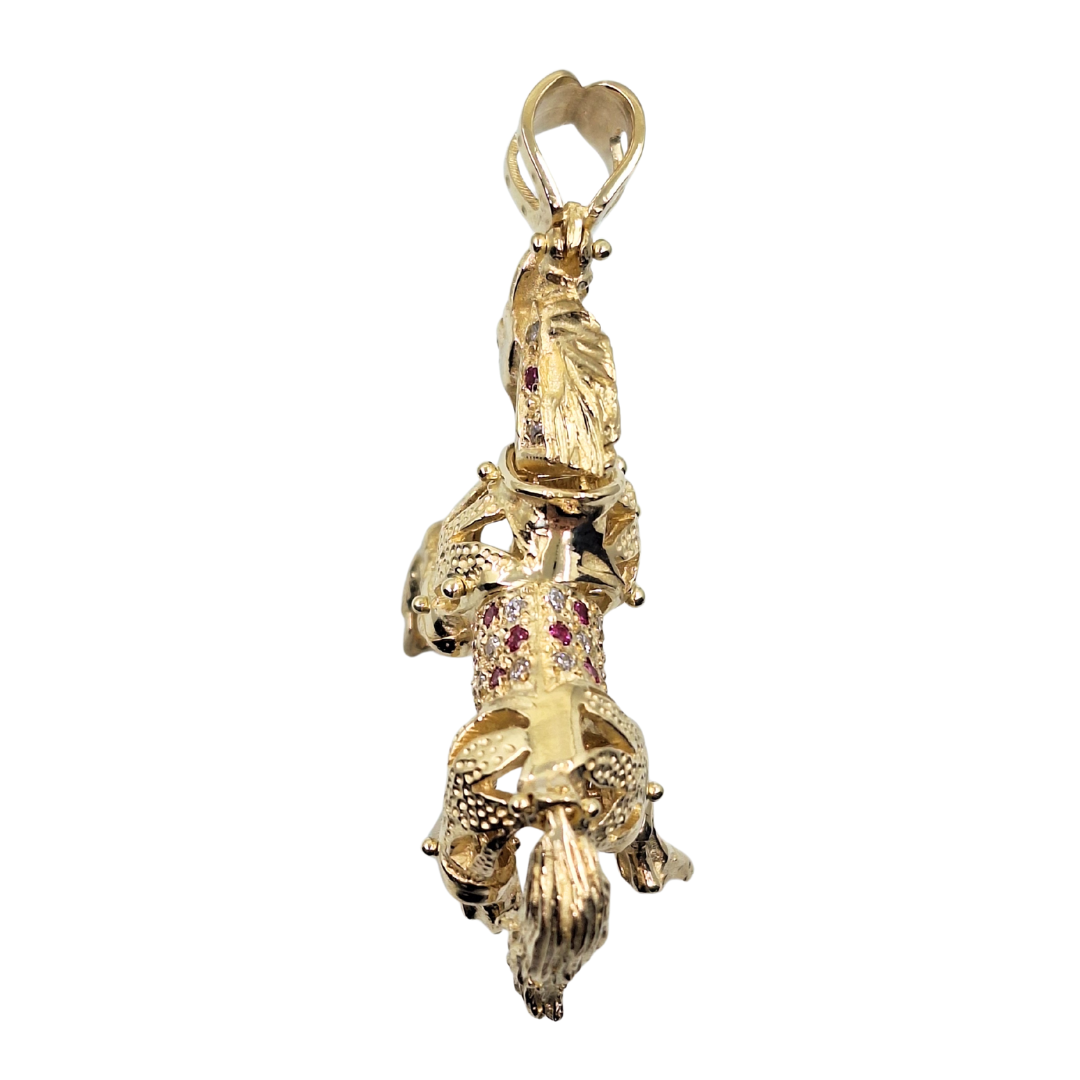 9ct Yellow Gold Pink & White Cubic Zirconia Horse Pendant