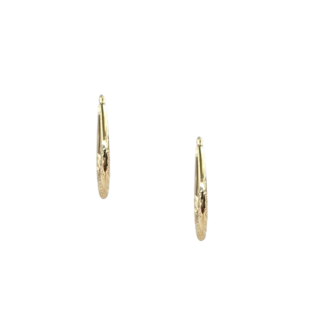 9ct Yellow Gold Pattern Creole Earrings