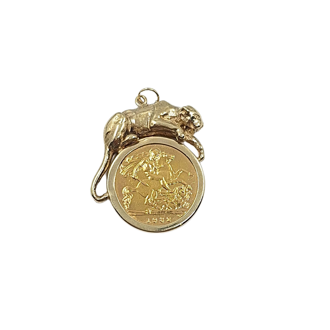 9ct/22ct Yellow Gold Half Sovereign Pendant 1982