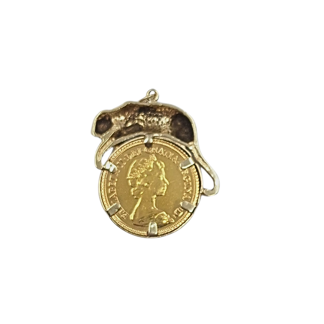 9ct/22ct Yellow Gold Half Sovereign Pendant 1982