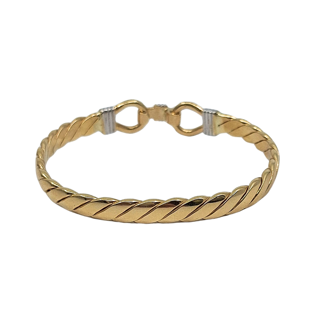 9ct Yellow & White Gold Hook Bangle
