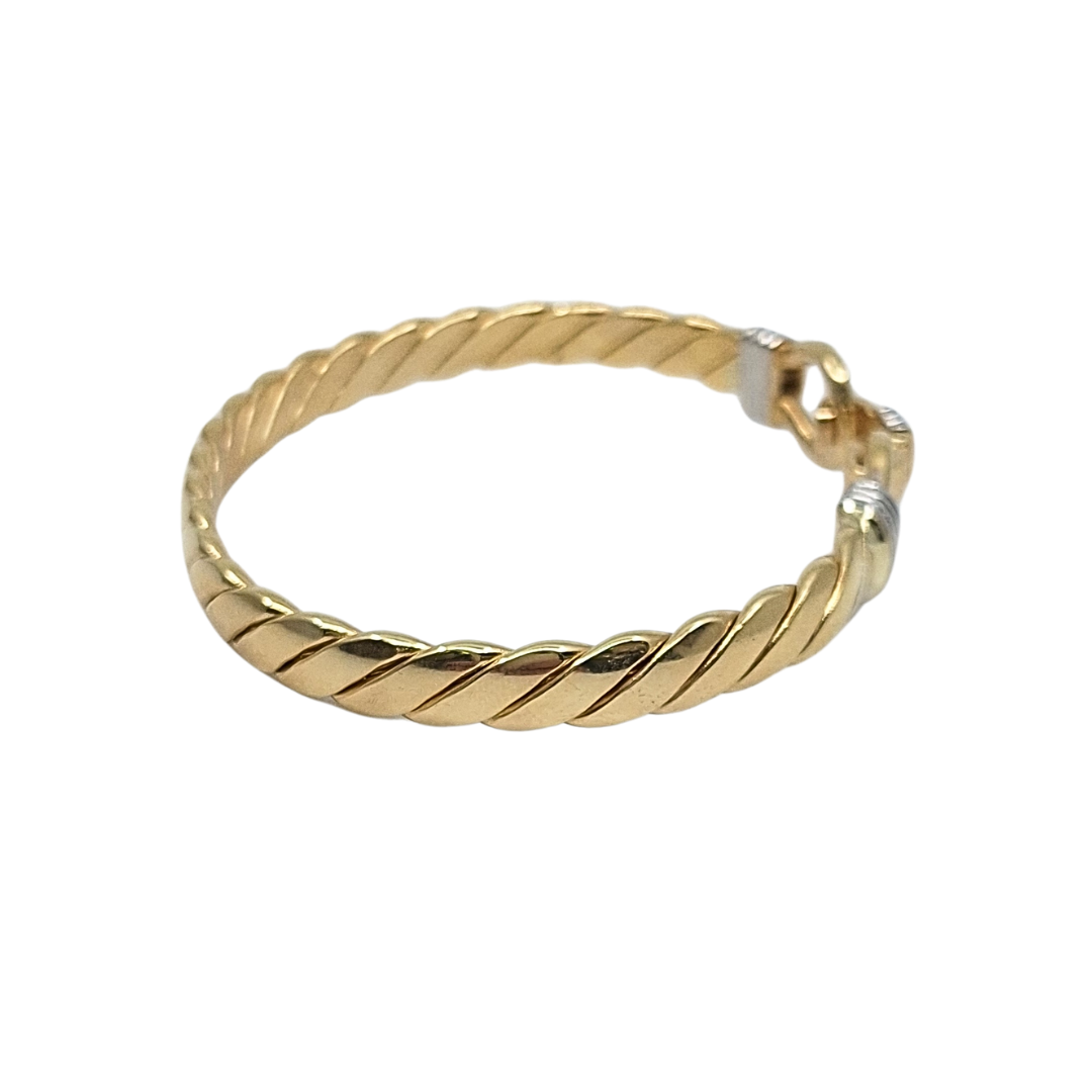 9ct Yellow & White Gold Hook Bangle