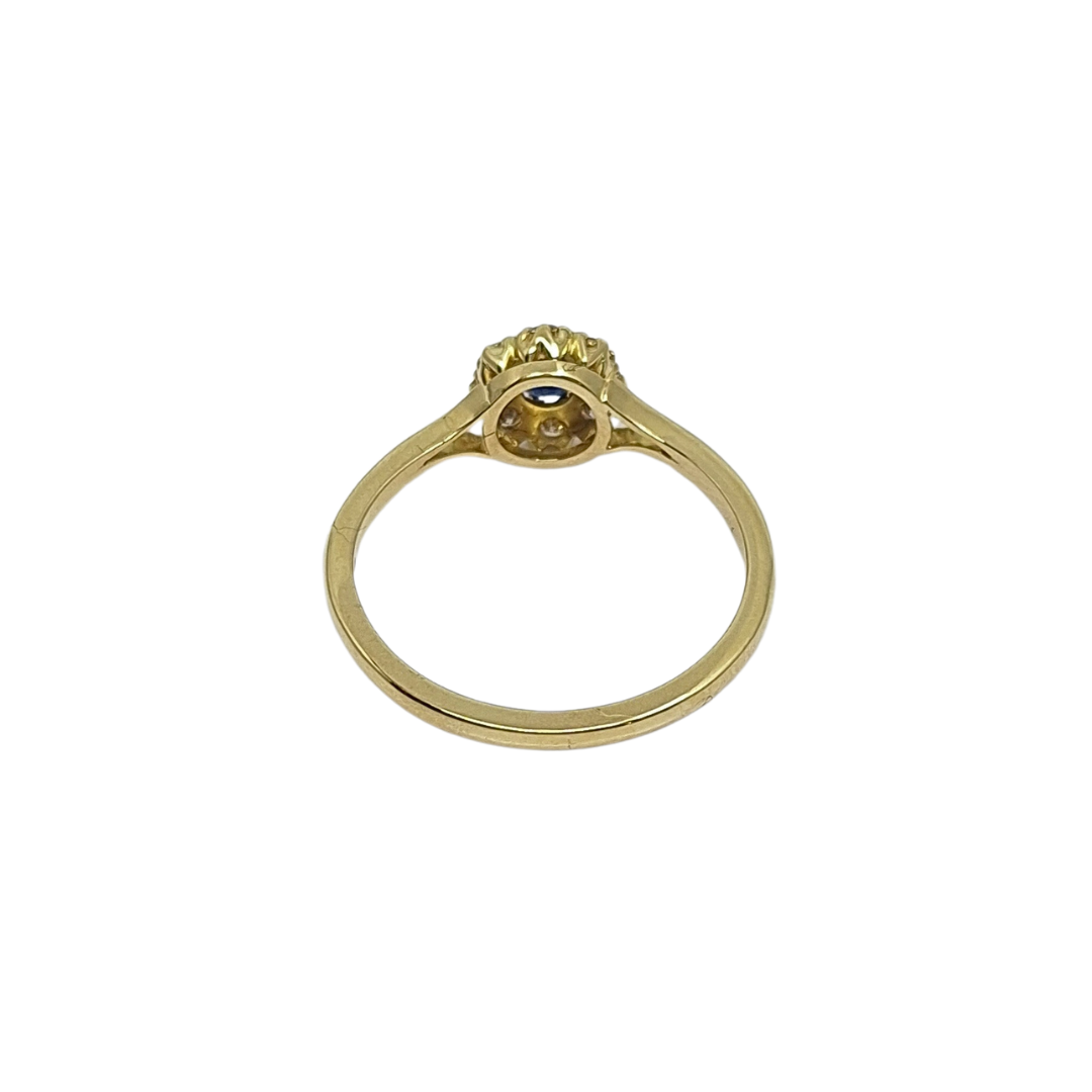 18ct Yellow Gold Sapphire & Diamond Cluster Ring