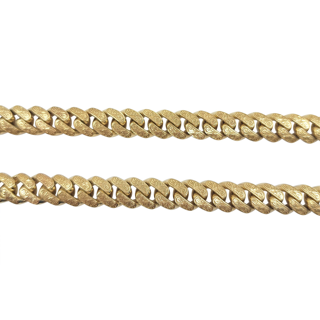 9ct Yellow Gold Patterned Semi-Solid Curb Chain 24"