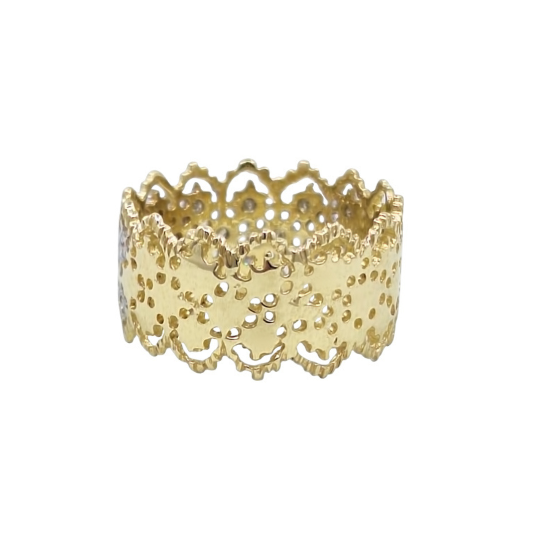 9ct Yellow Gold Lattice Band Ring 0.25ct