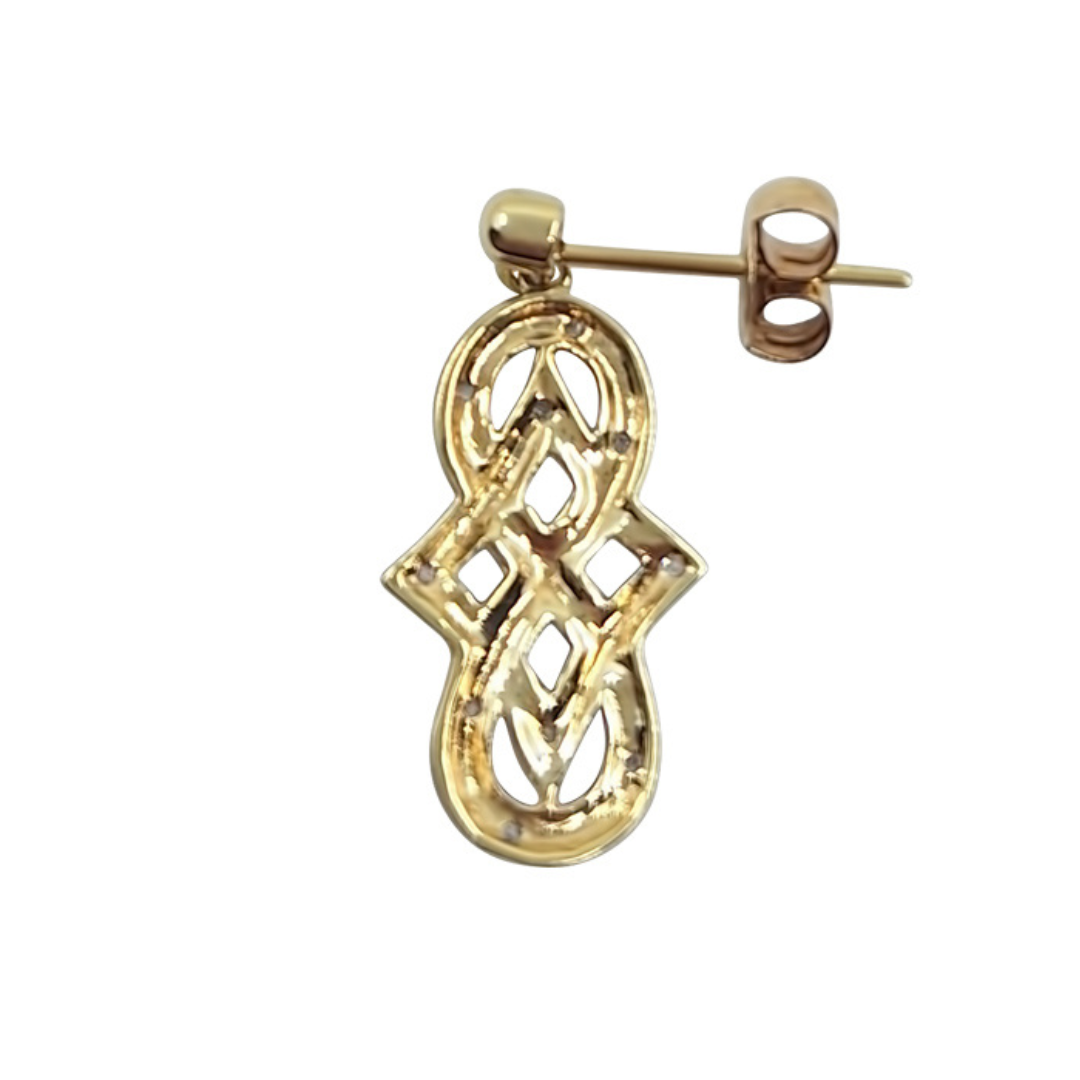 9ct Yellow Gold Celtic Diamond Drop Earrings