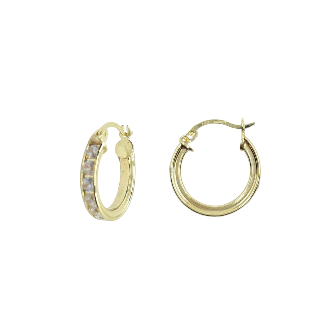 9ct Yellow Gold Cubic Zirconia Hoop Earrings