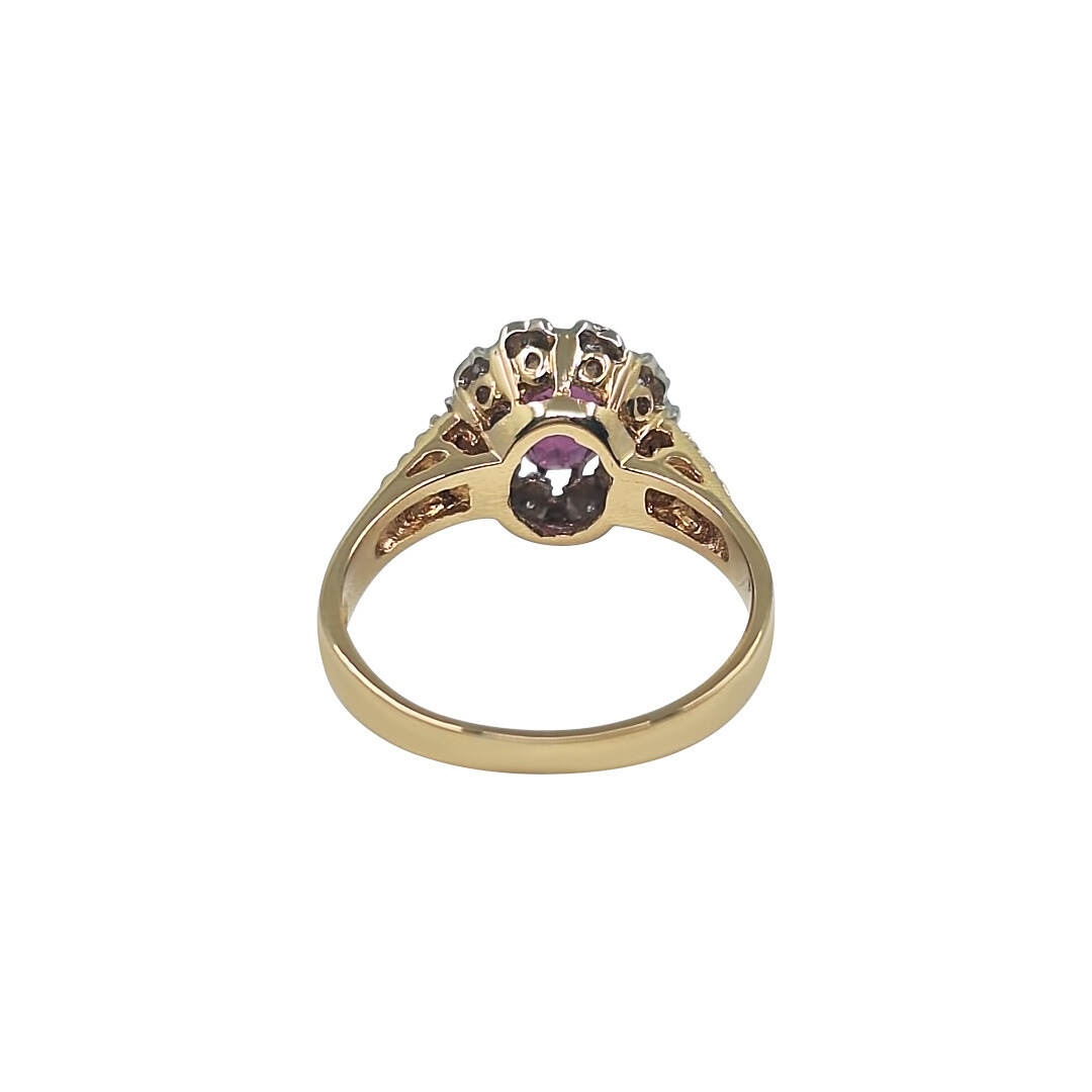 18ct Yellow Gold Ruby & Diamond Cluster Ring