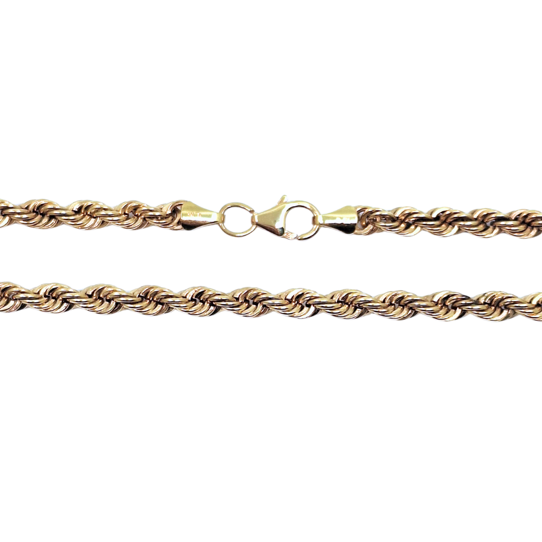 9ct Yellow Gold Solid Rope Chain 30"