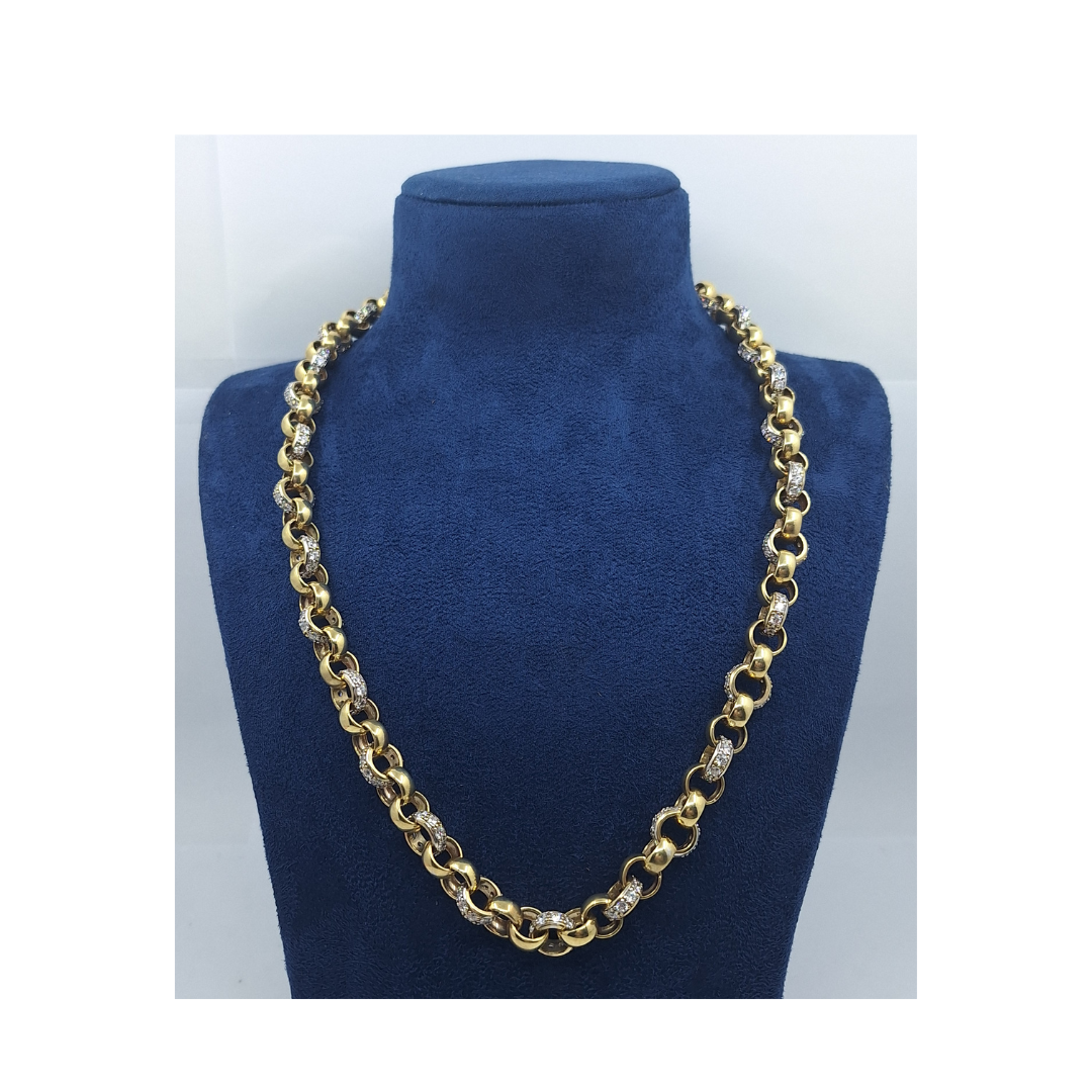 9ct Yellow Gold & CZ Belcher Chain 24"
