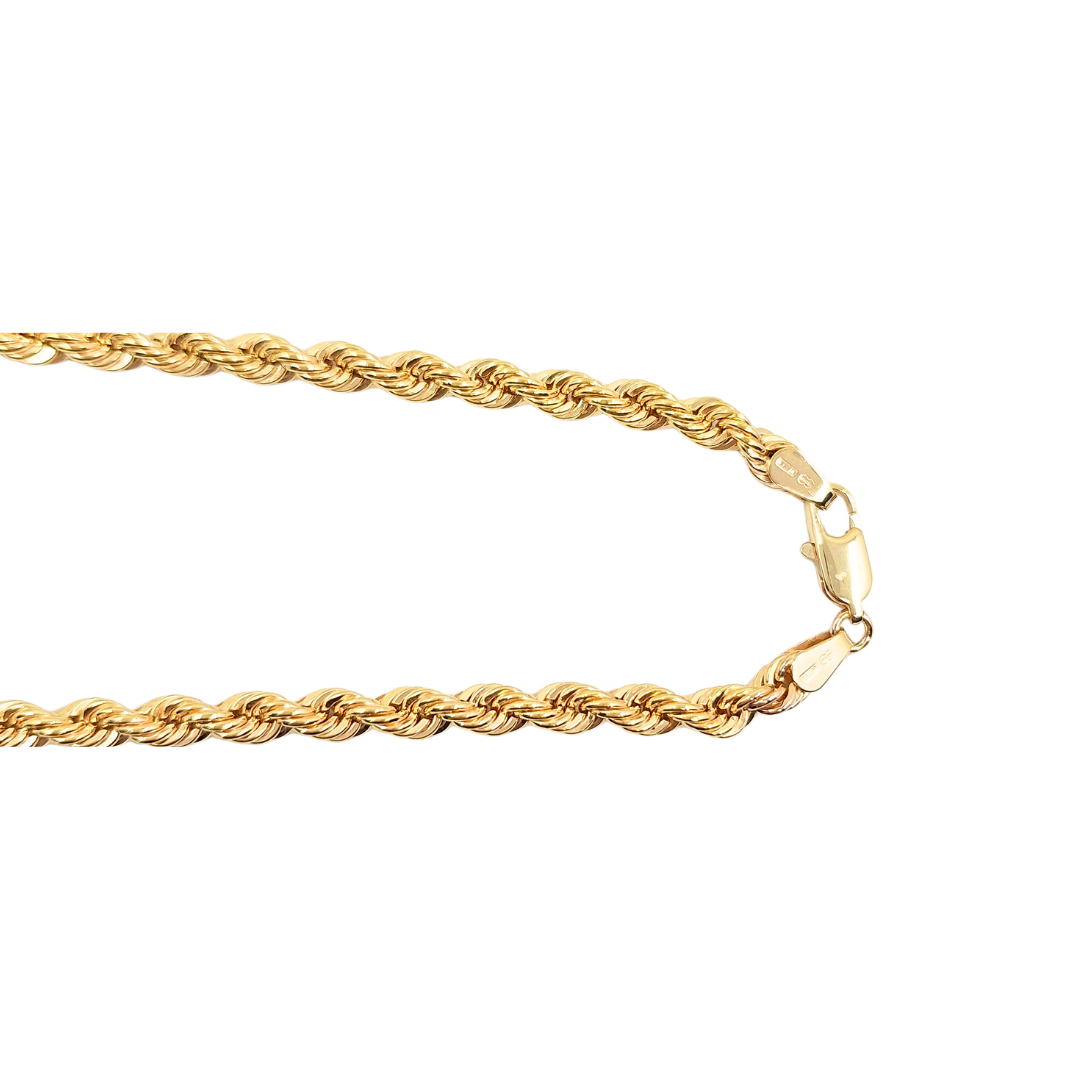 9ct Yellow Gold Hollow Heart Rope Necklace 16"