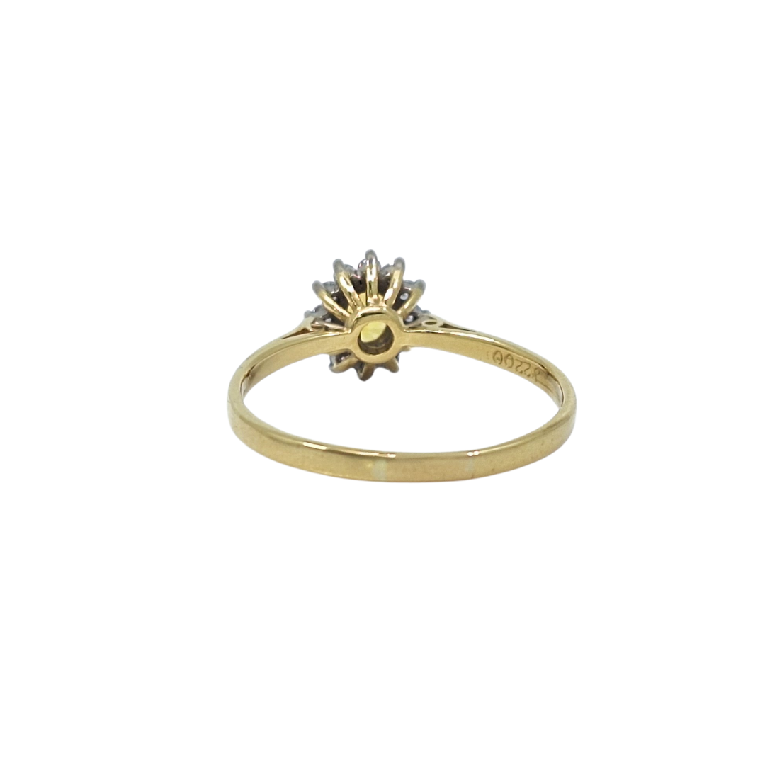 18ct Yellow Gold Citrine & Diamond Cluster Ring