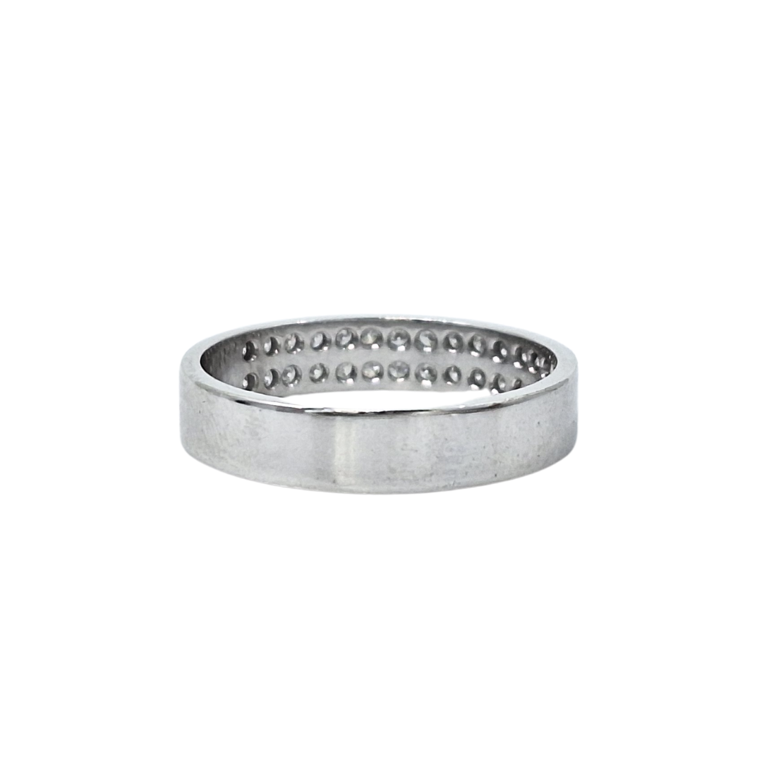 18ct White Gold Two Row Diamond Band Ring