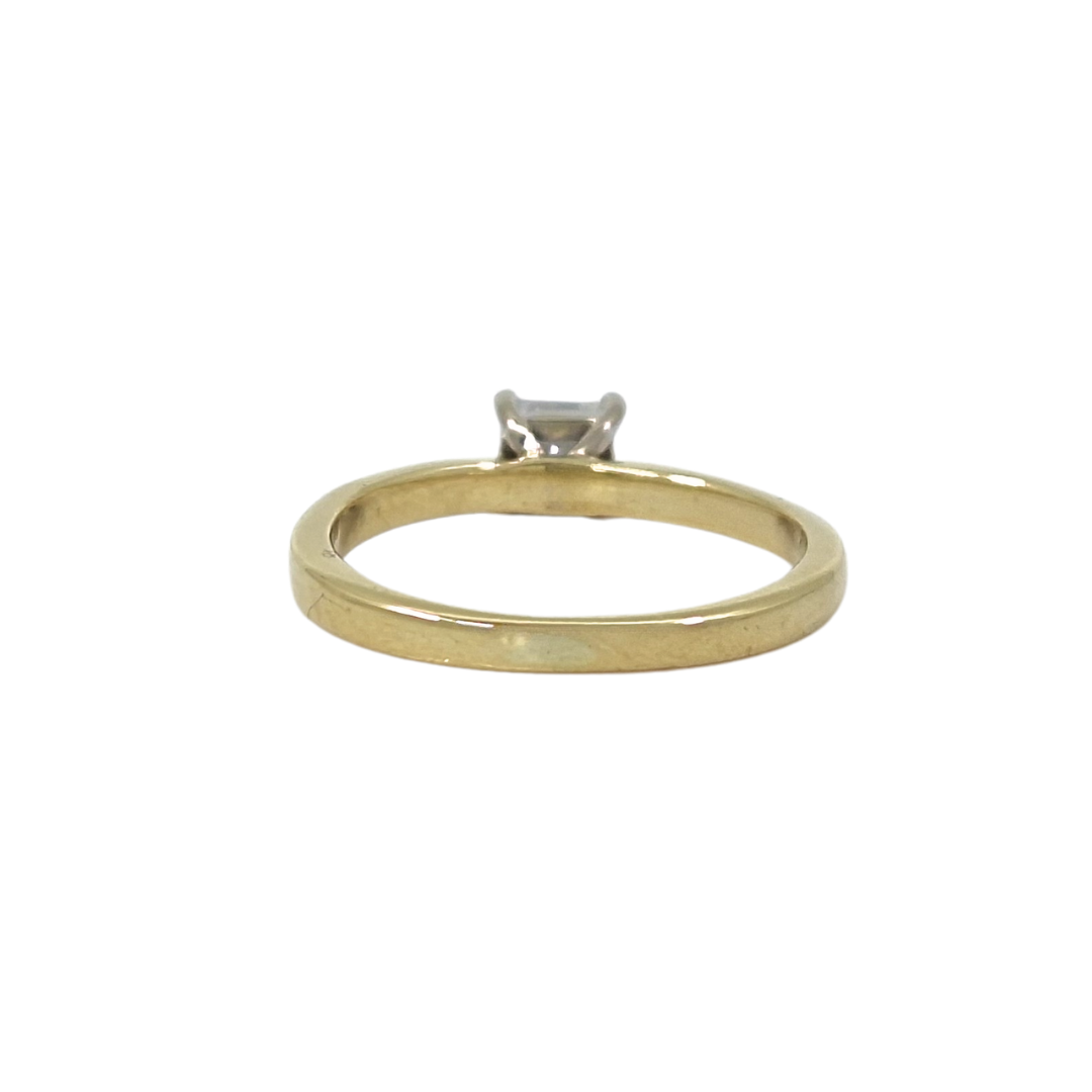 18ct Yellow Gold Princess Cut Diamond Solitaire Ring 0.46ct