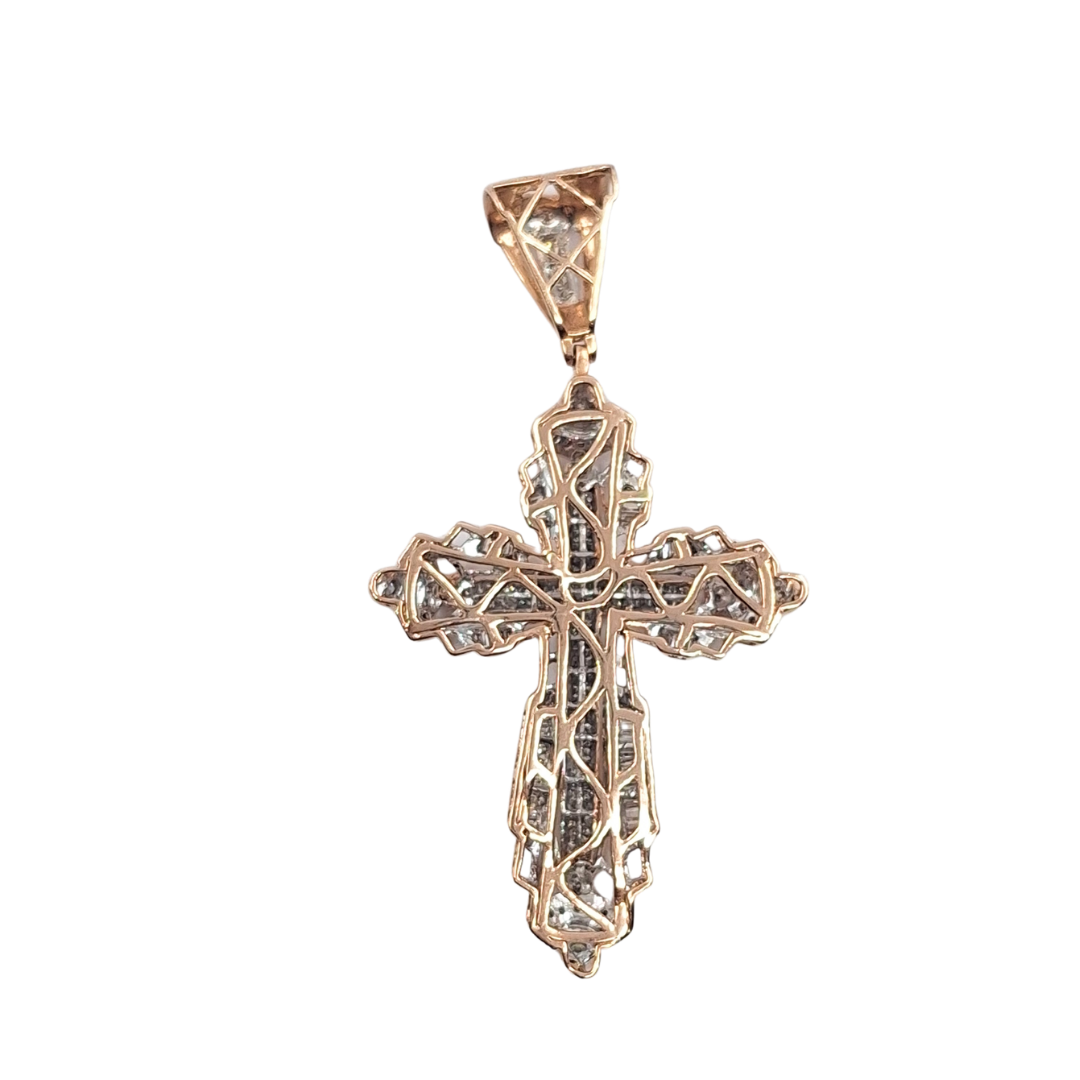 14ct Rose Gold Diamond Cross