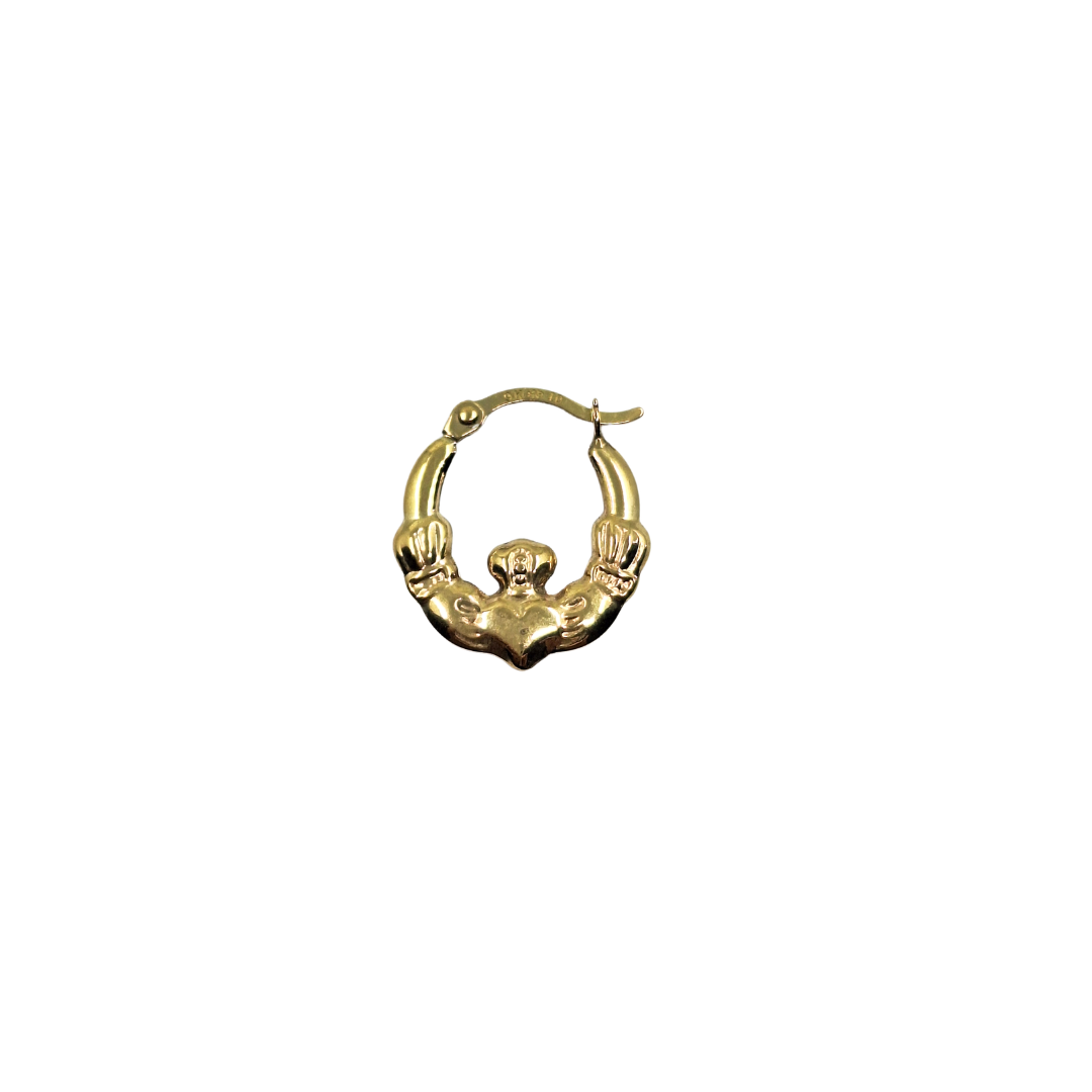 9ct Yellow Gold Small Claddagh Creole Earrings