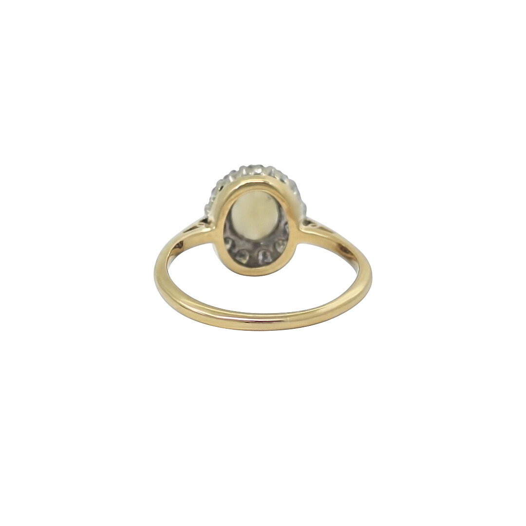 18ct Yellow Gold Opal & Diamond Ring
