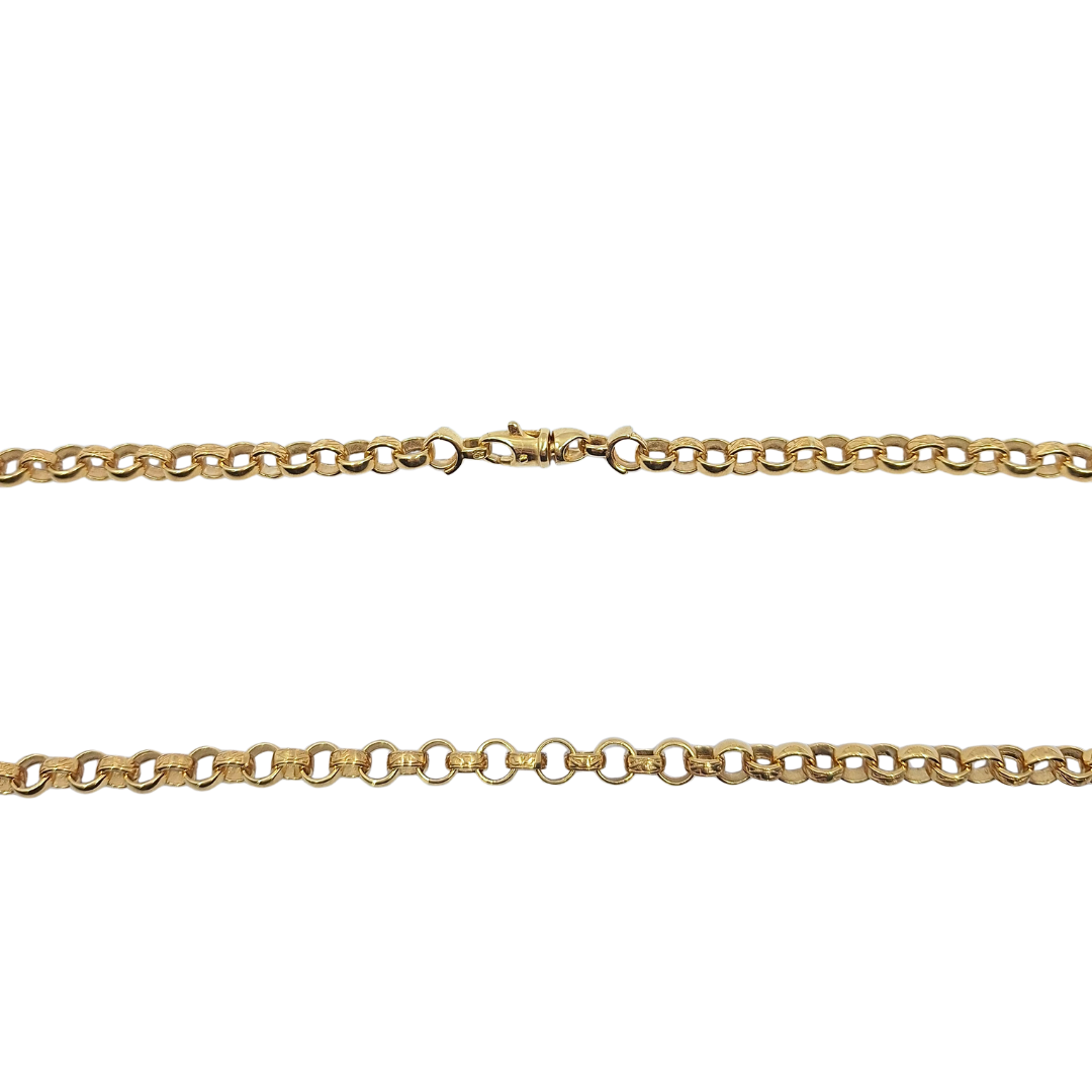 9ct Yellow Gold Patterned Belcher Chain 24"
