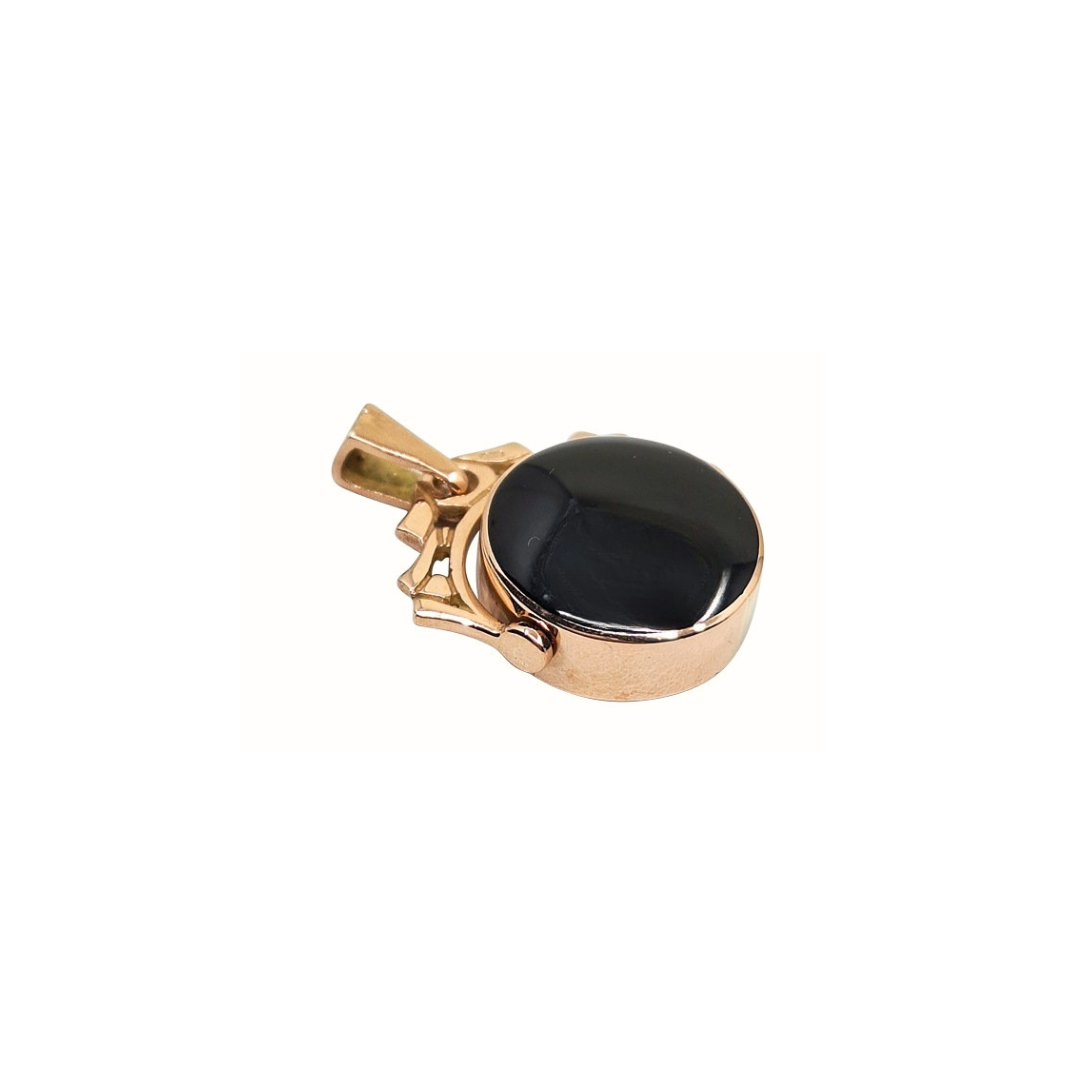 9ct Rose Gold Onyx & Mother Of Pearl Spinner Fob Pendant