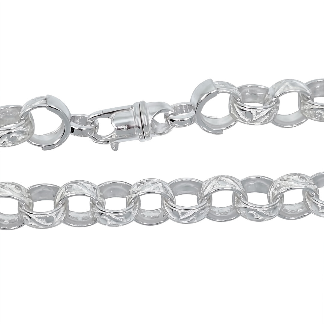 Silver Engraved Belcher Chain 22"