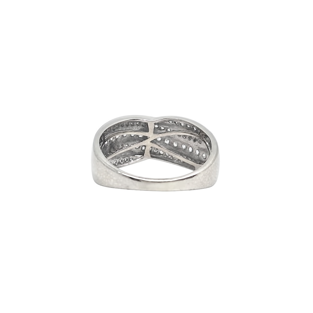 18ct White Gold Diamond Crossover Ring 0.50ct