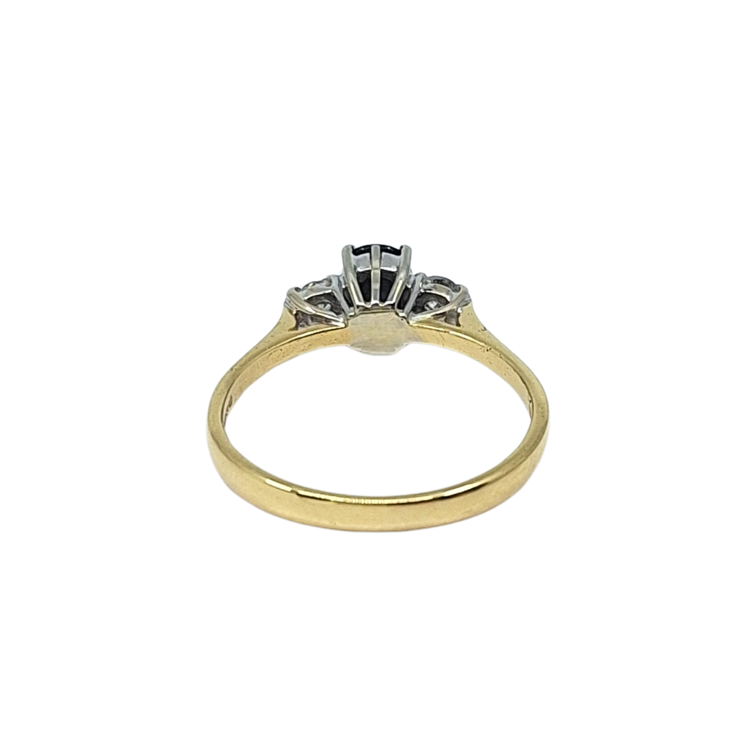 18ct Yellow Gold Sapphire & Diamond Three Stone Ring
