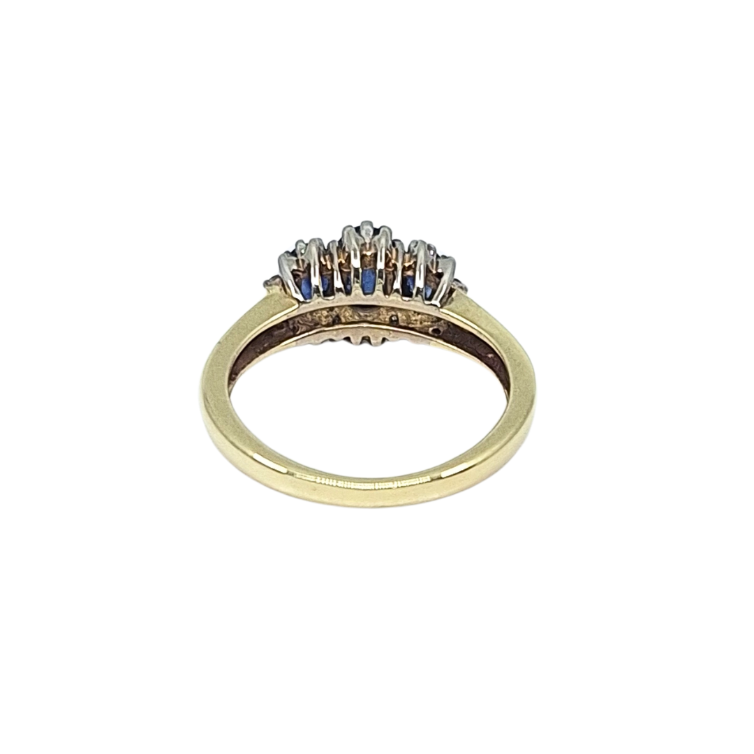 9ct Yellow Gold Sapphire & Diamond Three Stone Ring
