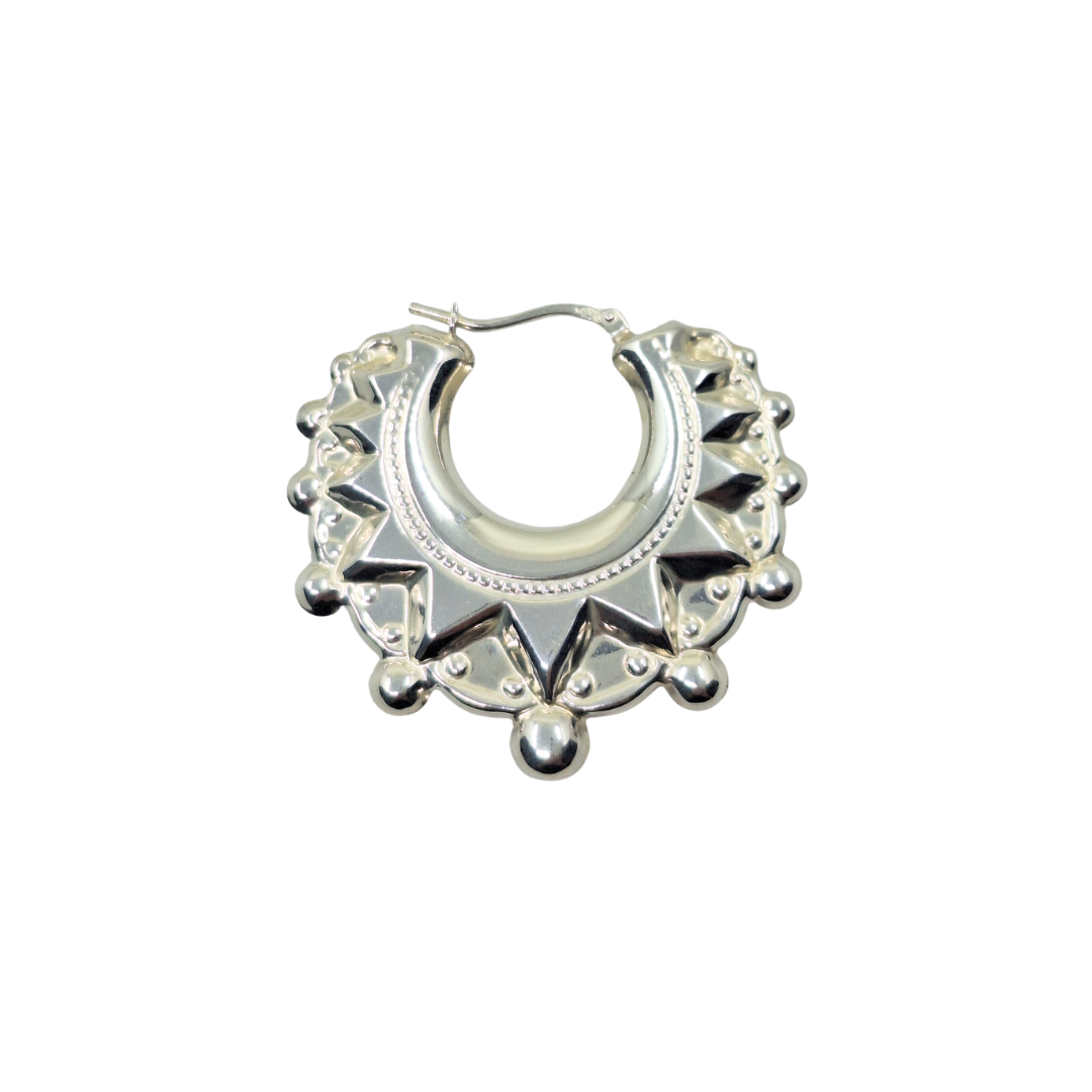 Silver Gypsy Spike Creole Earrings
