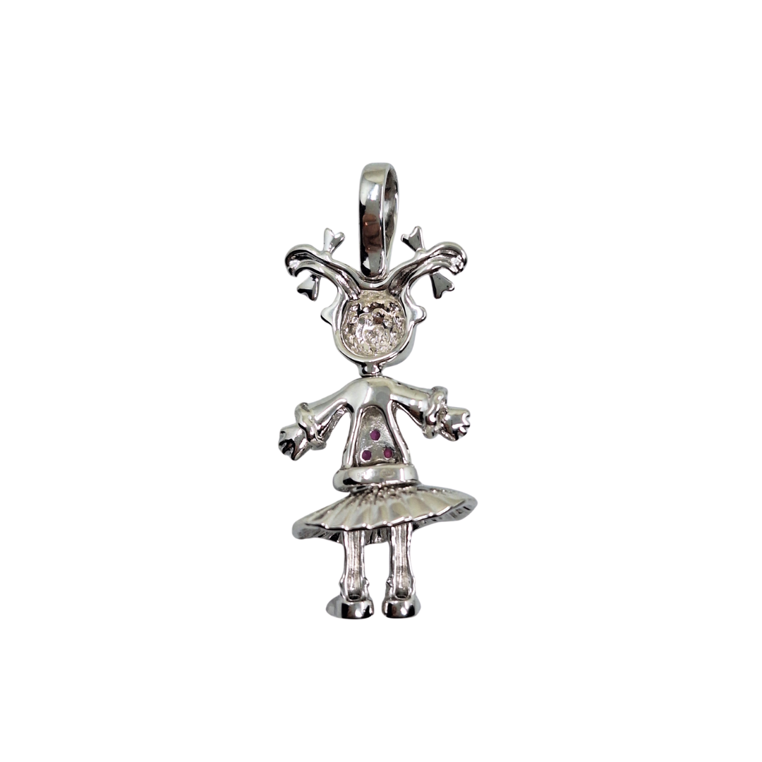 Silver Cubic Zirconia Angelica Doll Pendant