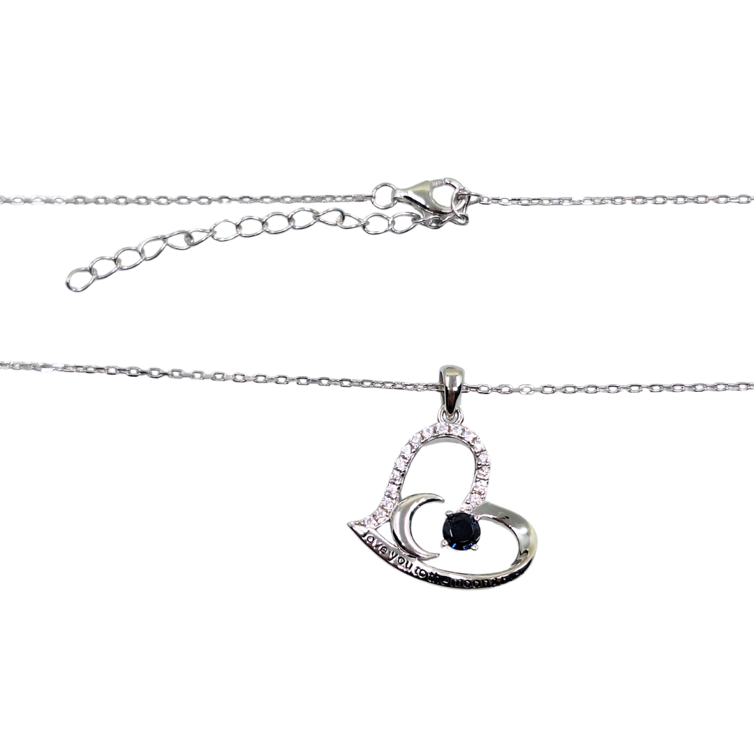 Silver Blue & White Cubic Zirconia 'To The Moon & Back' Necklace