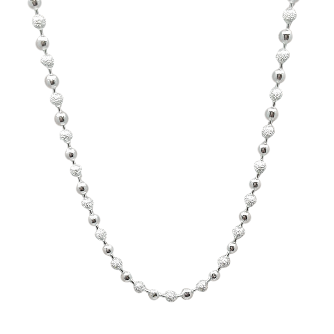 Silver Sandblast & Plain Bead Chain 18"