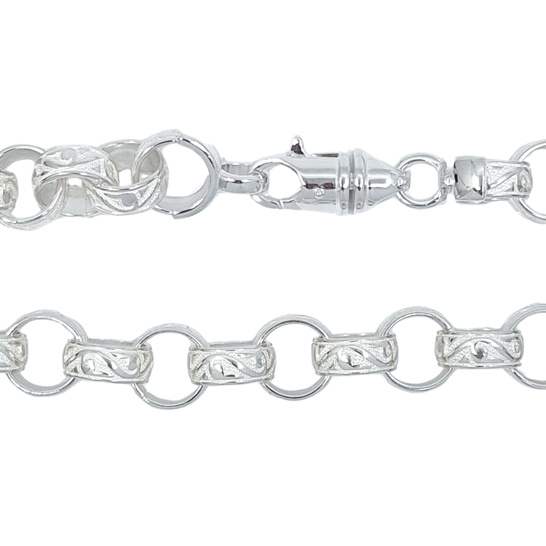 Silver Patterned Belcher Chain 24"