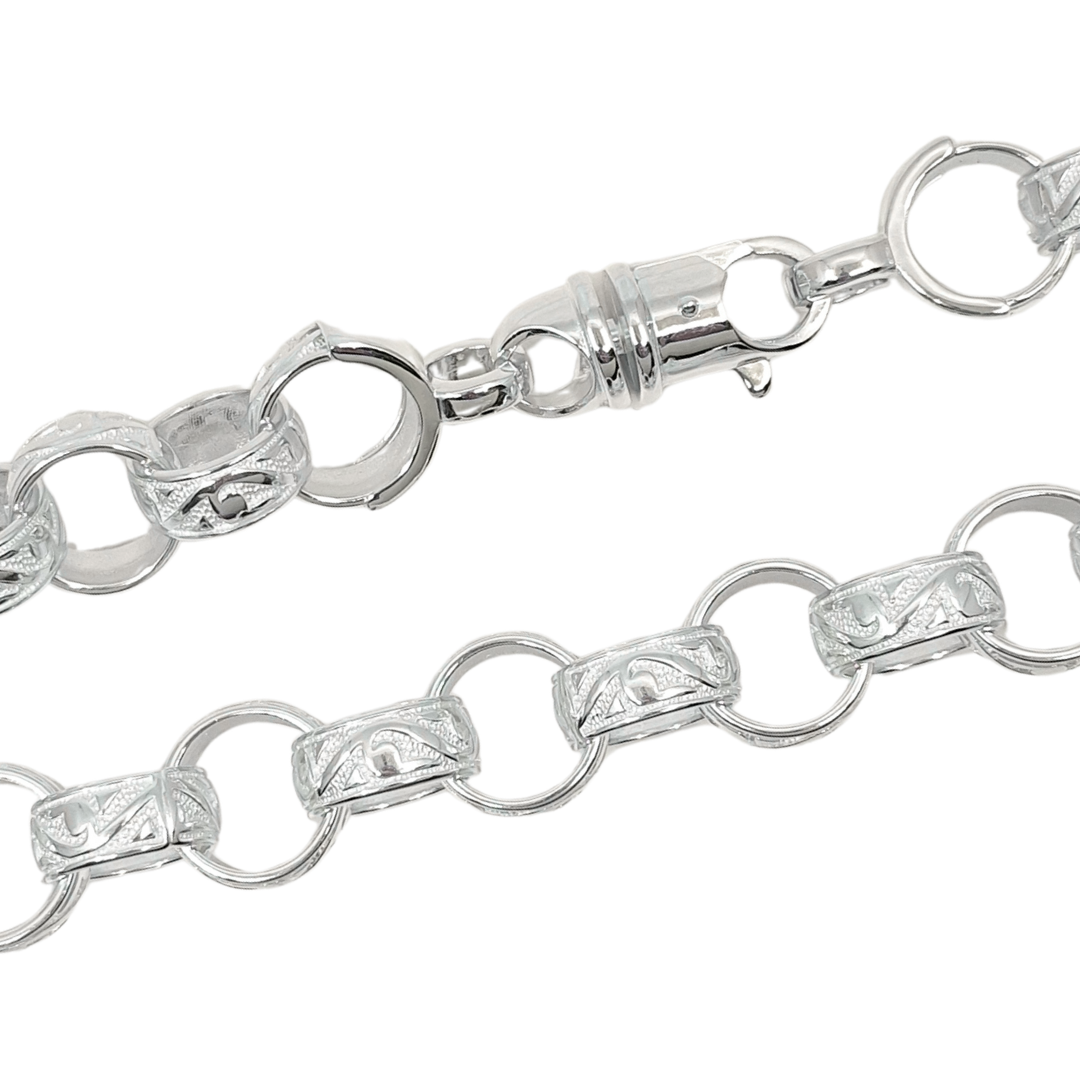 Silver Patterned Belcher Chain 30"
