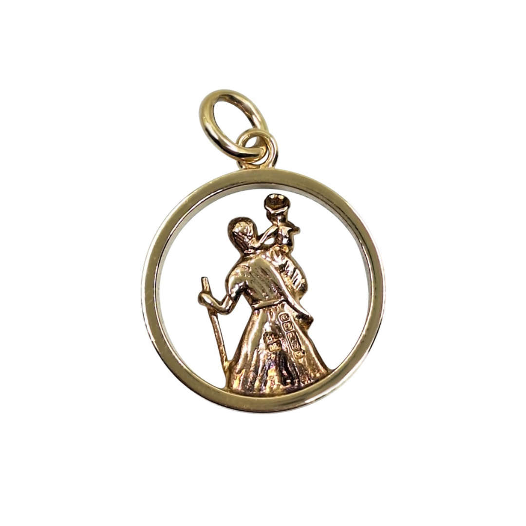 9ct Yellow Gold Open St Christopher Pendant