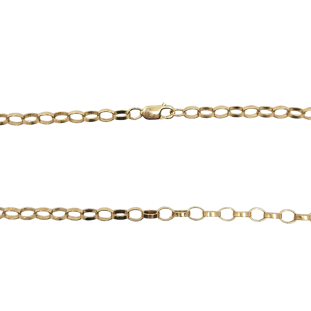 9ct Yellow Gold Oval Link Belcher Chain 29"