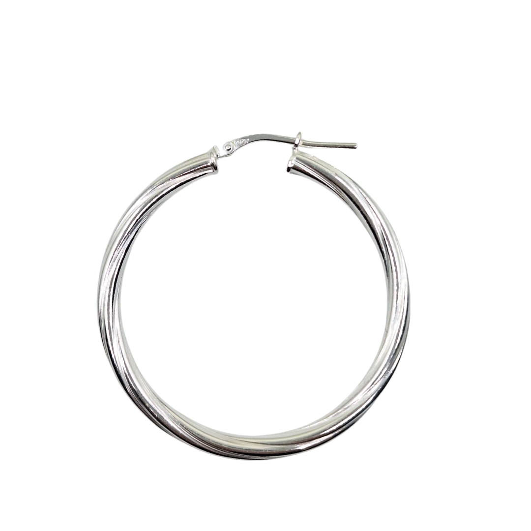 Silver Twist Hoop Earrings