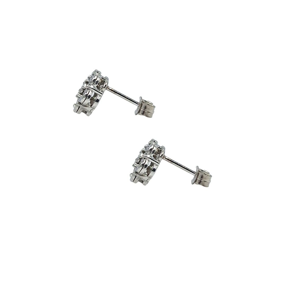 9ct White Gold Diamond Flower Studs