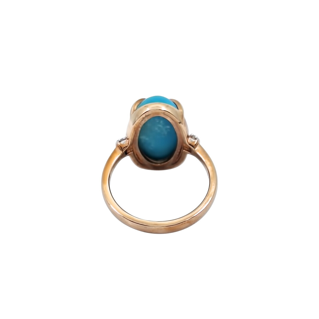 9ct Rose Gold Turquoise & Diamond Ring 5.40ct