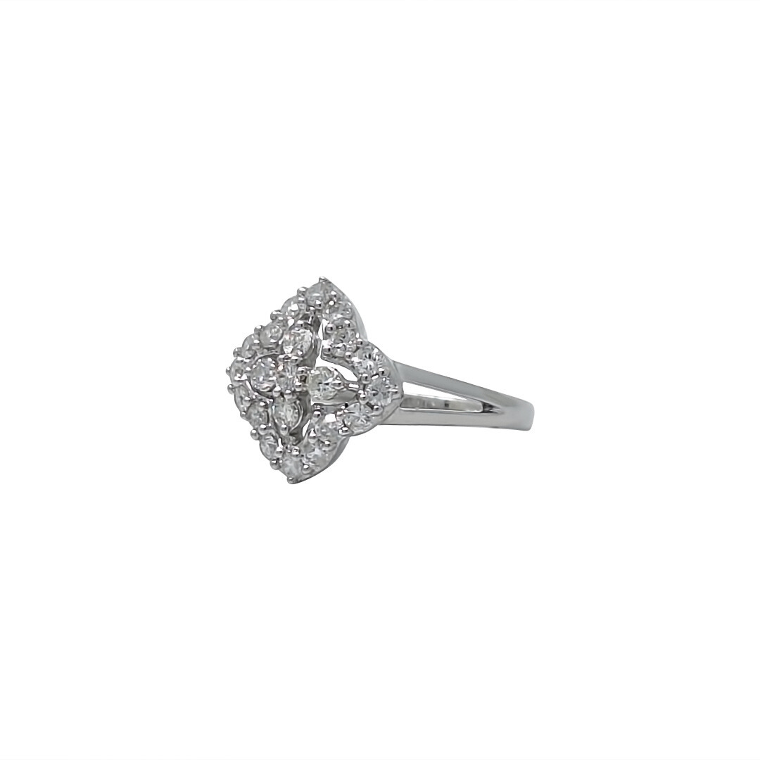9ct White Gold Diamond Cluster Ring 0.75ct