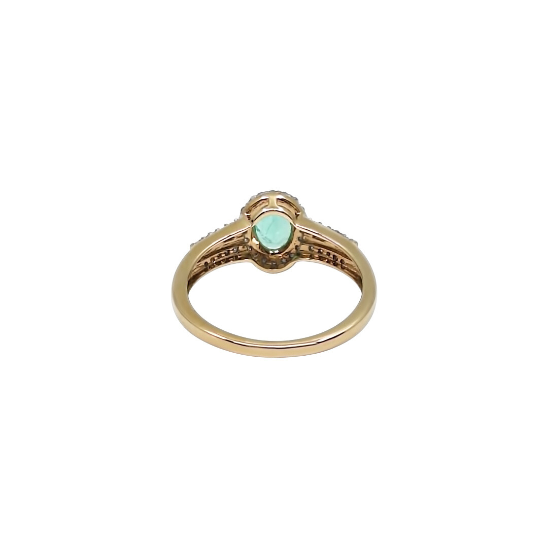 9ct Yellow Gold Emerald & Diamond Ring 1.00ct