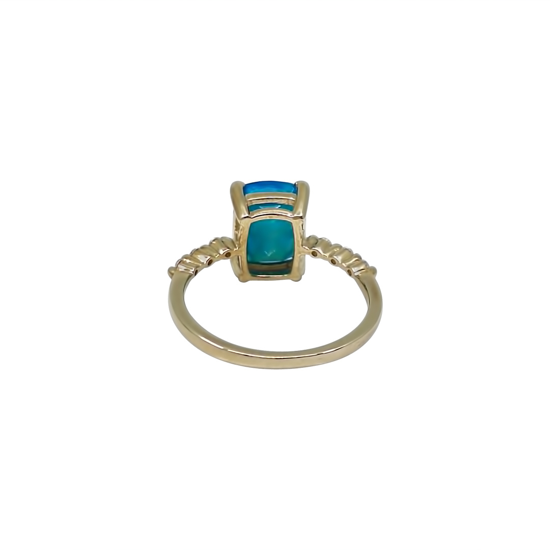 9ct Yellow Gold Paraiba Opal & Zircon Ring 1.43ct