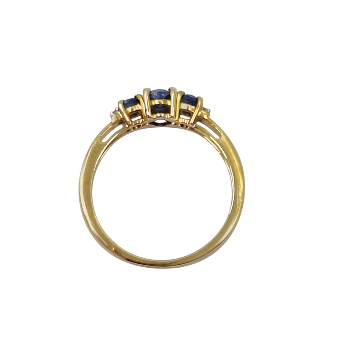 9ct Yellow Gold Burmese Sapphire & Diamond Ring