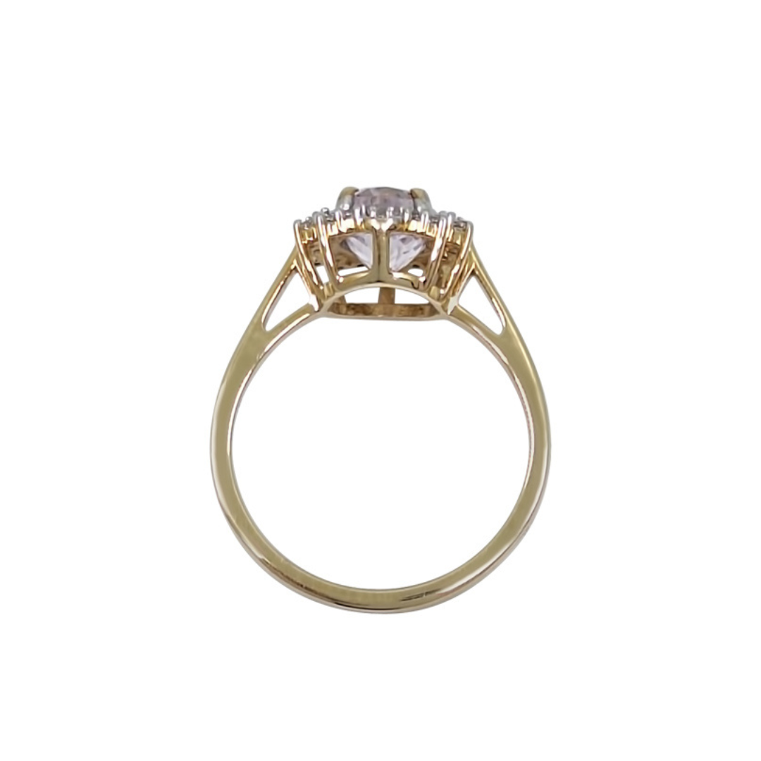 9ct Yellow Gold Minas Gerais Kunzite & Zircon Cluster Ring