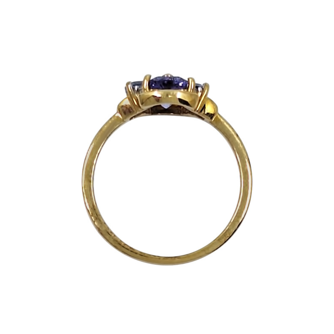 9ct Yellow Gold Tanzanite & Zircon Cluster Ring