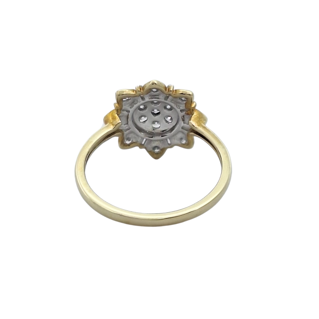 9ct Yellow Gold Diamond Flower Cluster Ring 0.50ct