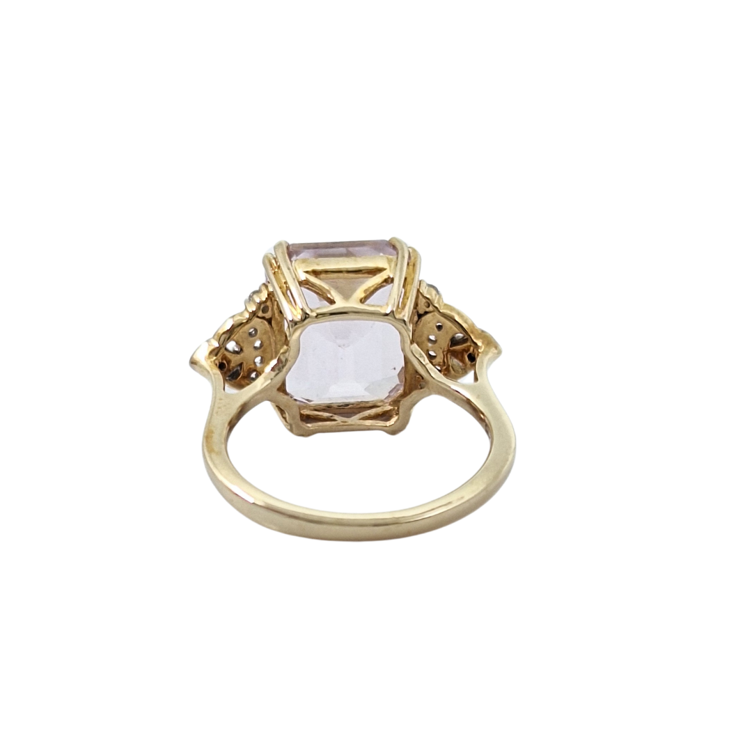 9ct Yellow Gold Kunzite & Zircon Ring 7.75ct
