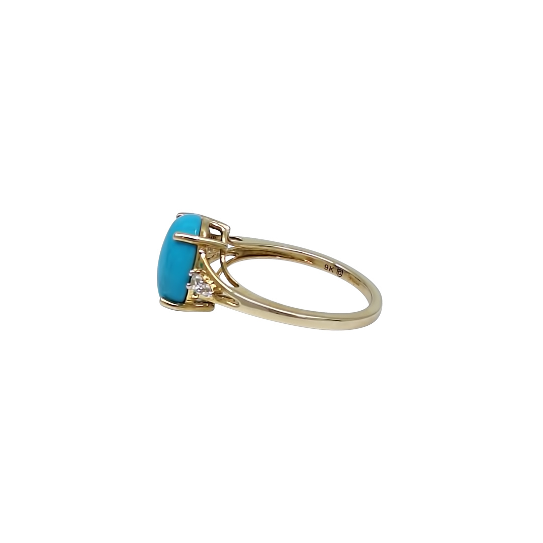 9ct Yellow Gold Turquoise & Zircon Ring 2.15ct
