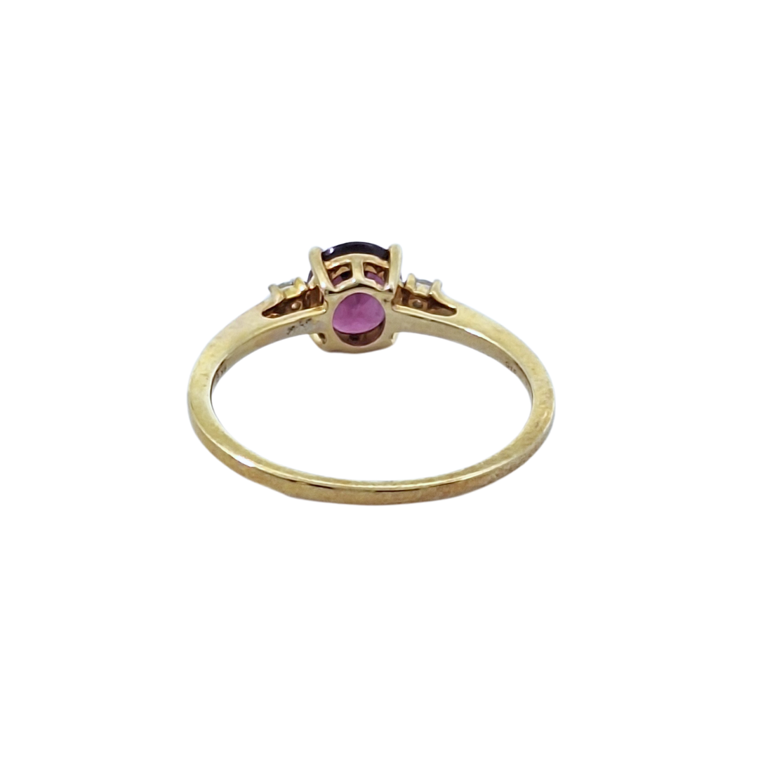 9ct Yellow Gold Comeria Garnet & Zircon Three Stone Ring 1.20ct
