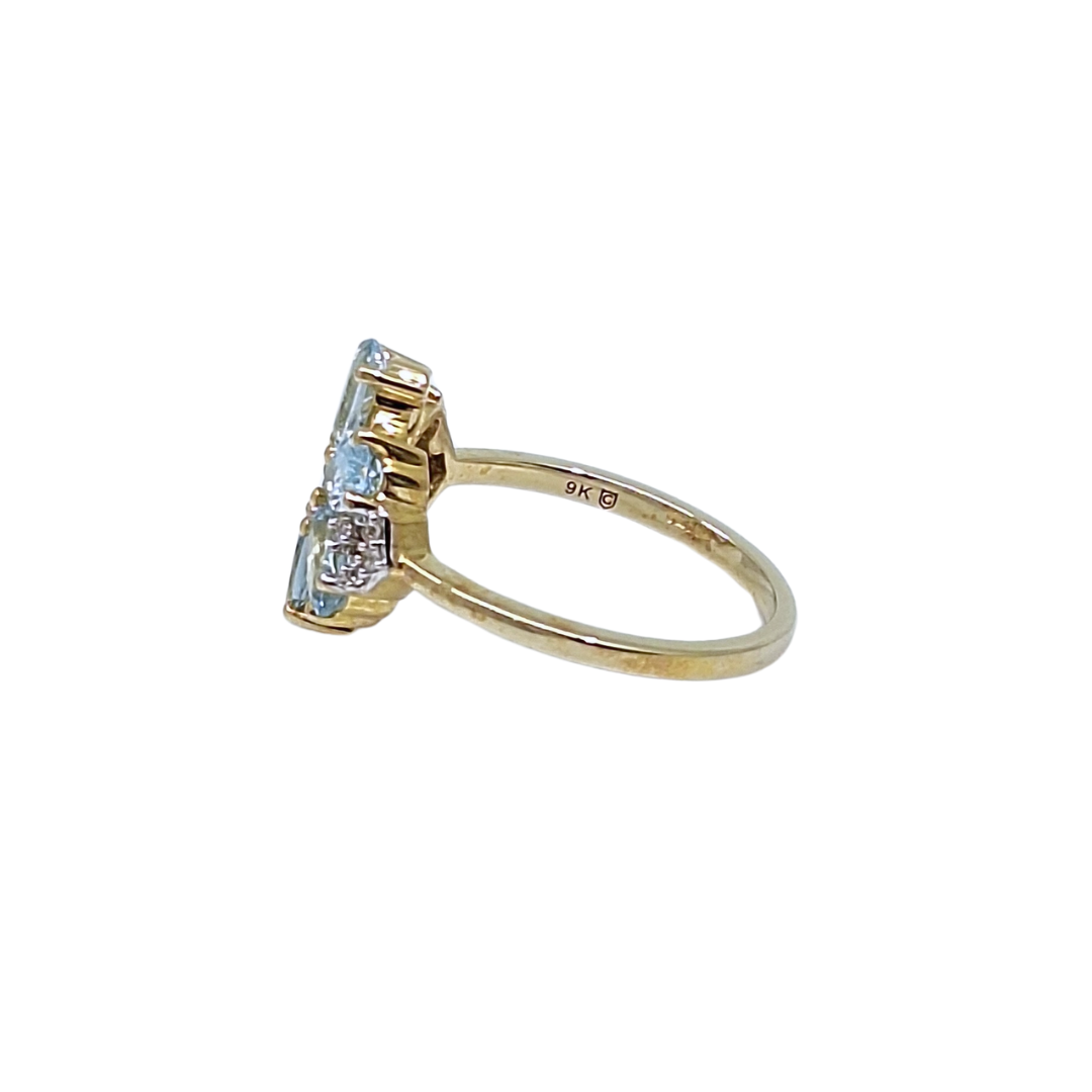 9ct Yellow Gold Aquamarine & Zircon Ring 1.30ct